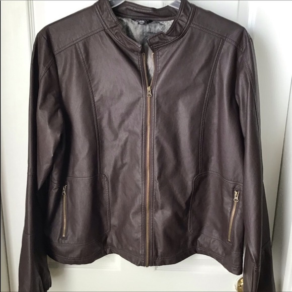 George Jackets & Blazers - GEORGE: Brown Faux leather jacket coat Size 3X 22/24